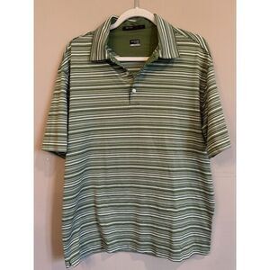 Nike Tiger‎ Woods Green Striped Mens Golf Performance  Polo Size Large